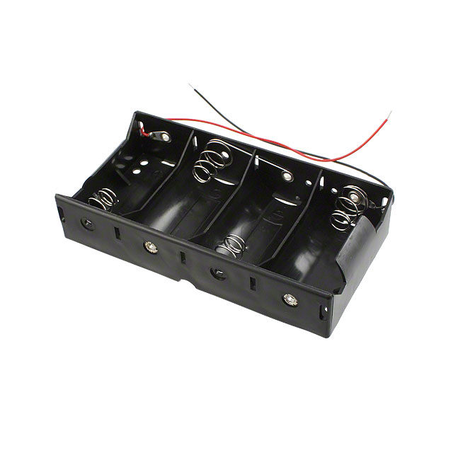 BATTERY HOLDER D 4 CELL 6" LEADS