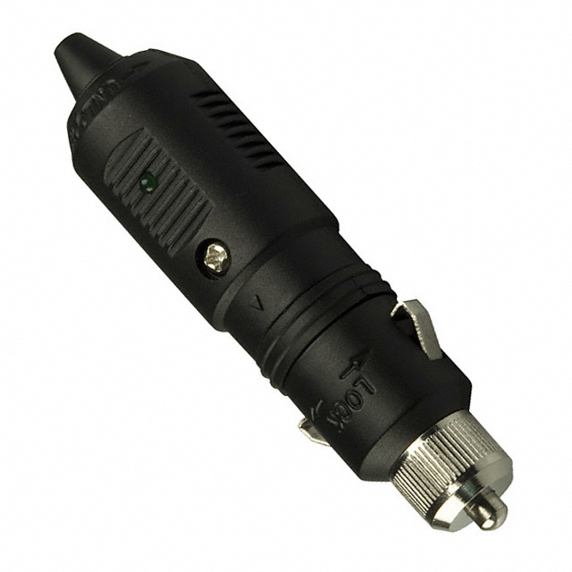 AUTO PWR PLUG 12V 3A W/LED BLACK
