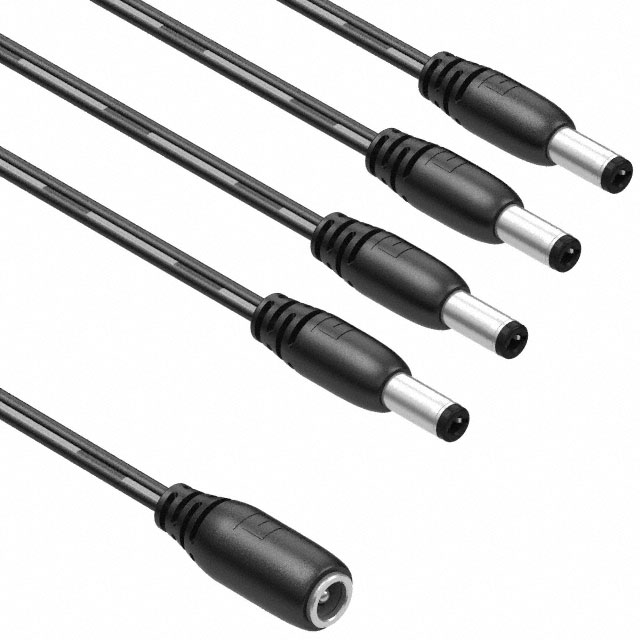 CBL ASSY 2.1MM JACK-PLG FLAT 3'