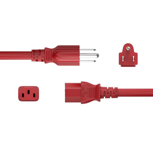 PWR CORD NEMA5-15P/C13 18AWG 1'