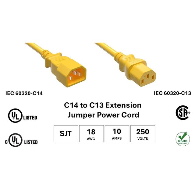 EXTEN PWR CORD C14/C13 18AWG 10'
