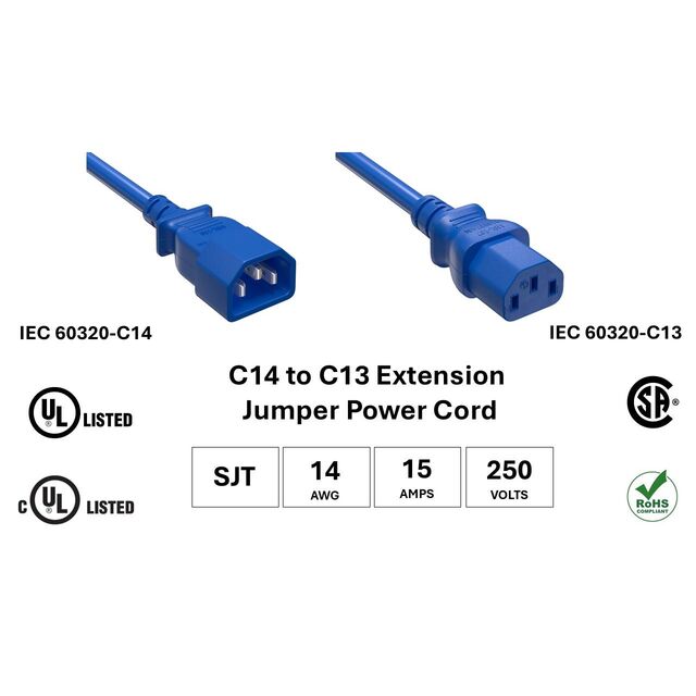 EXTEN PWR CORD C14/C13 14AWG 4'