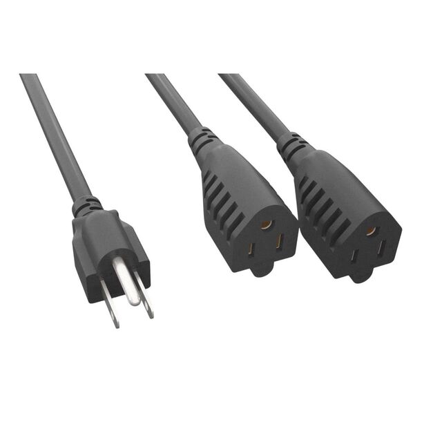 PWR Y-CBL NEMA5-15P/5-15R x2 72"