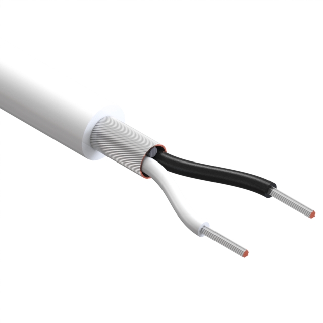 CABLE 2COND 24AWG WHITE SHLD 30M