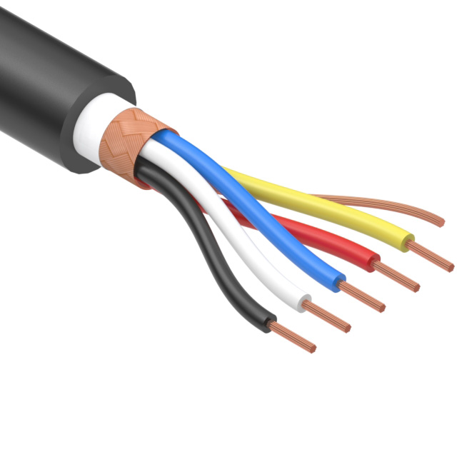 CABLE 5COND 28AWG BLACK SHLD