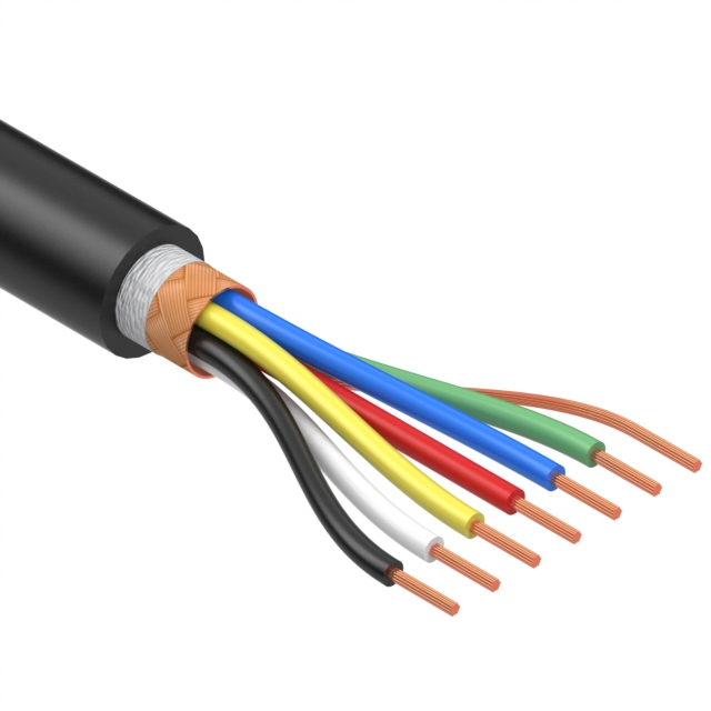 CABLE 6COND 22AWG BLACK SHLD 5M