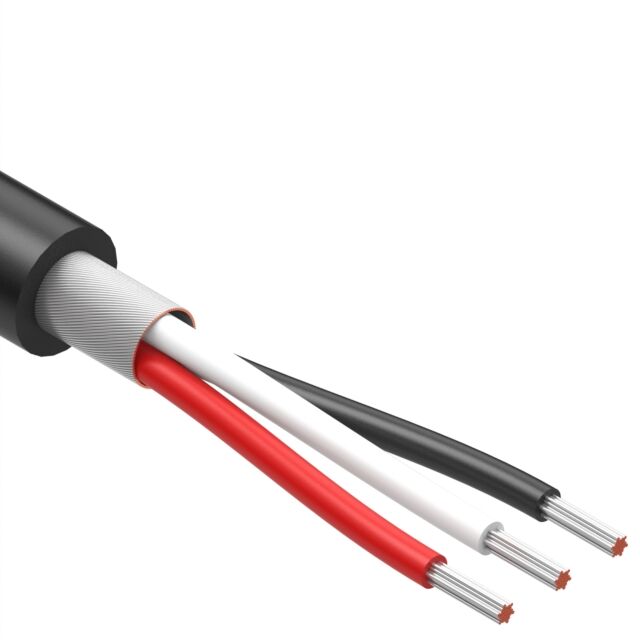 CABLE 3COND 24AWG BLK SHLD 30M