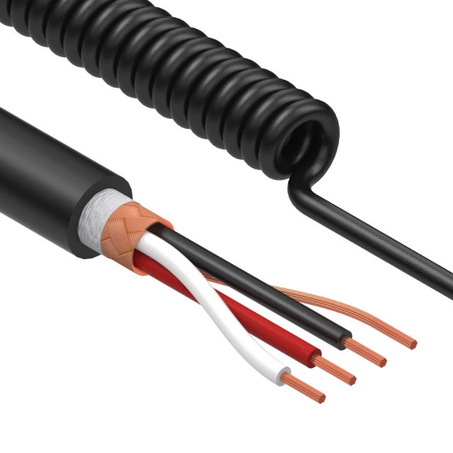 CBL COIL SHLD 3C 28AWG 1115MM