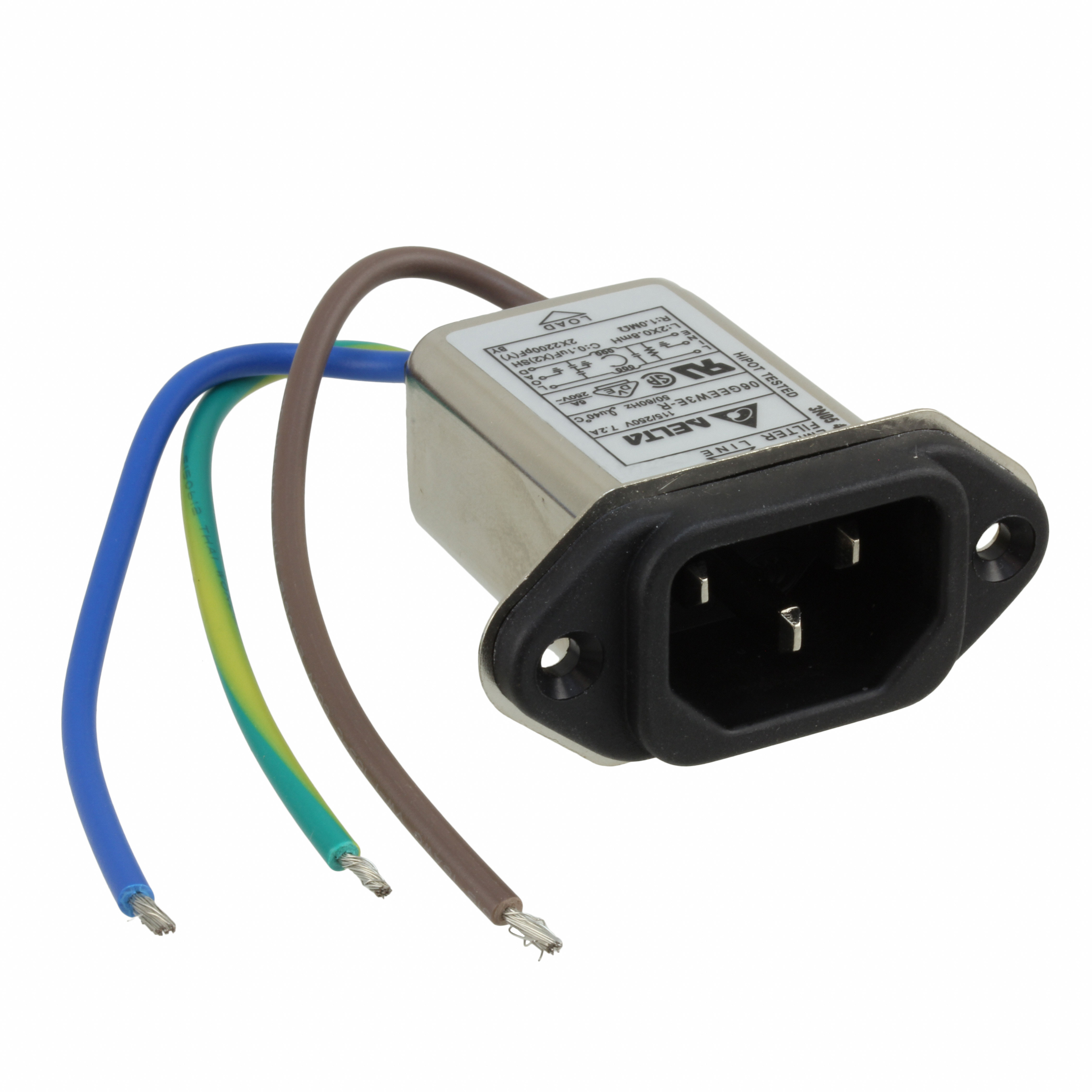 PWR ENT RCPT IEC320-C14 PNL WIRE