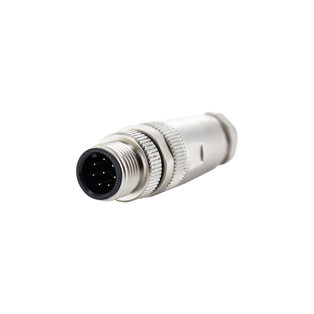M12 A-CODE PLUG FOR CABLE, 8PIN