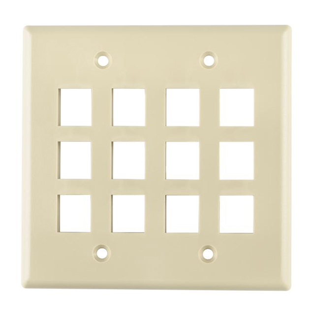 FACEPLATE DBL GANG 12PORT IVORY