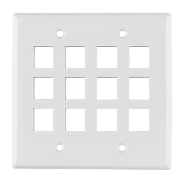 FACEPLATE DBL GANG 12PORT WHITE
