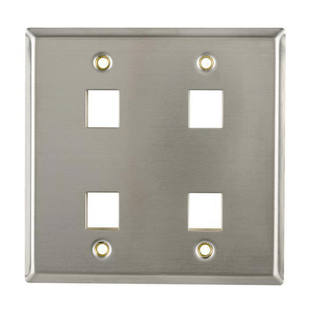 FACEPLATE DBL GANG 4PORT SILVER