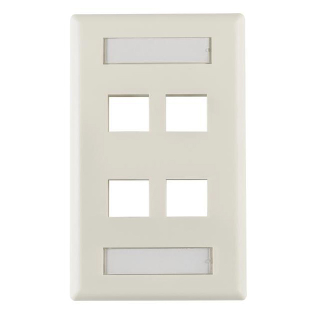 FACEPLATE SNGL GANG 4PORT WHITE