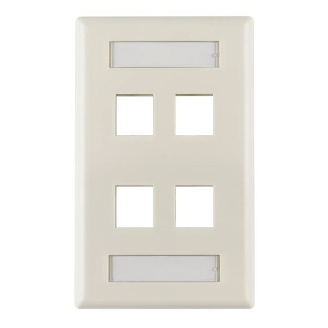 FACEPLATE SNGL GANG 4PORT WHITE