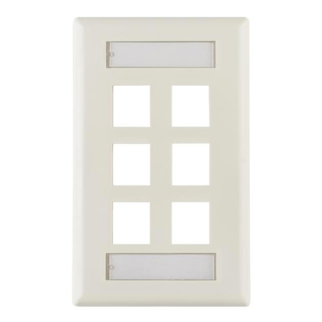 FACEPLATE SNGL GANG 6PORT WHITE