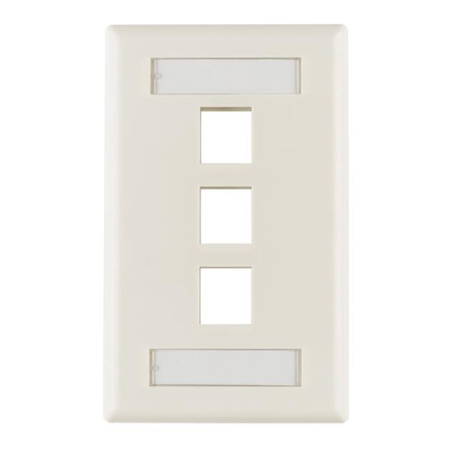 FACEPLATE SNGL GANG 3PORT WHITE
