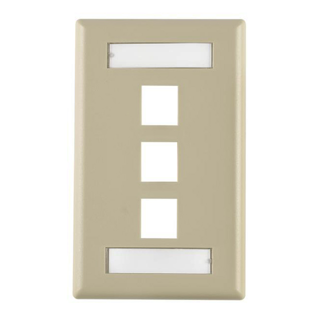 FACEPLATE SNGL GANG 3PORT IVORY