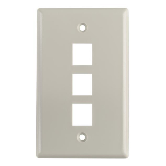 FACEPLATE SNGL GANG 3PORT WHITE