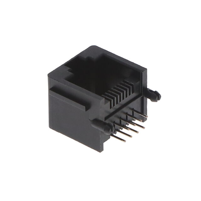 RJ45 8P8C MOD JACK BLACK R/A TH