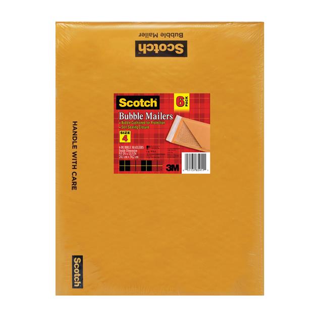 SCOTCH KRAFT BUBBLE MAILER 6-PAC