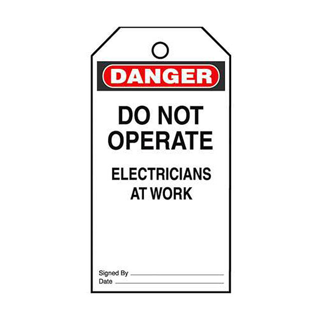 TAG ELECTRL WARN 5.75"X3" BLK/RD