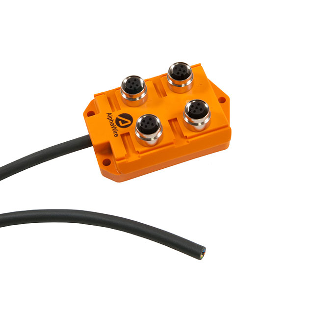 M12 PLASTIC 4PORT 1SIG LED