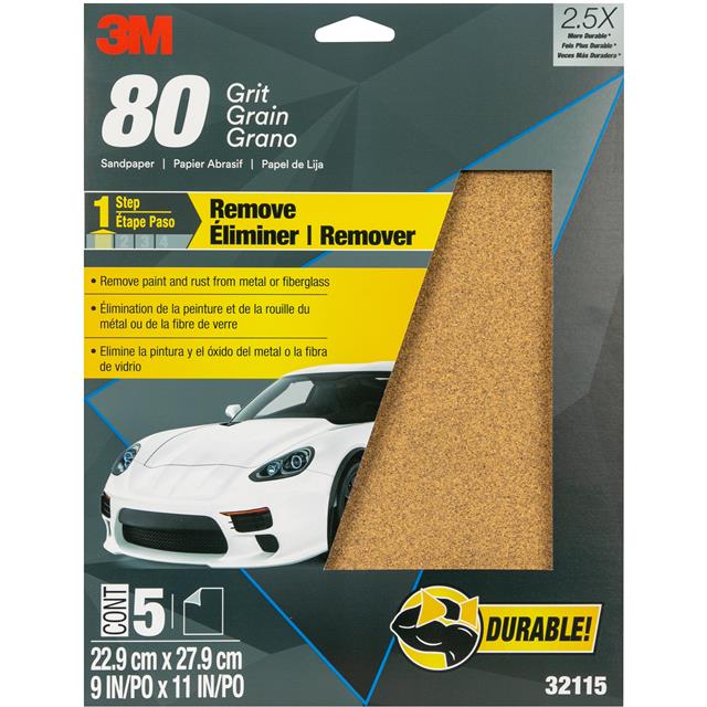 3M SANDPAPER, 32115, 80 GRIT, 9